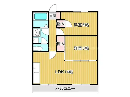 中村マンション(2LDK/4階)の間取り写真