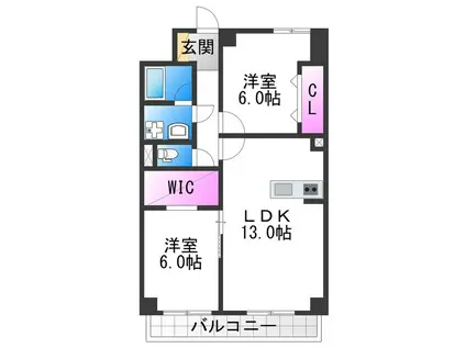 パークモダン住之江公園(2LDK/1階)の間取り写真