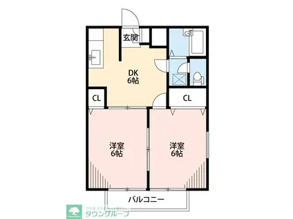 エクセレントプラザII(2DK/2階)の間取り写真