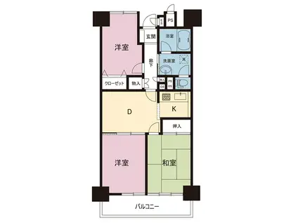 ヴェルドミール磯子(3DK/7階)の間取り写真