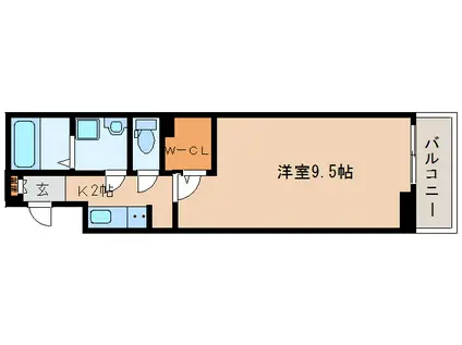 カーサ・ユニゾン(1K/3階)の間取り写真