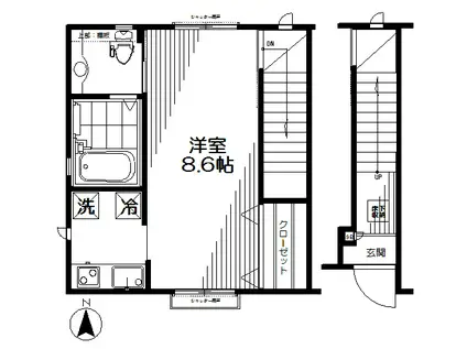 YOU&V(1K/2階)の間取り写真