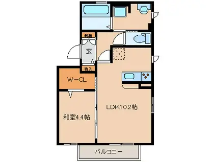 ウエストヒルズ(1LDK/2階)の間取り写真