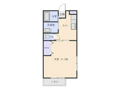 コーポK(1K/2階)の間取り写真