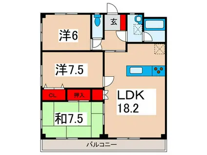 リバーサイド(3LDK/1階)の間取り写真