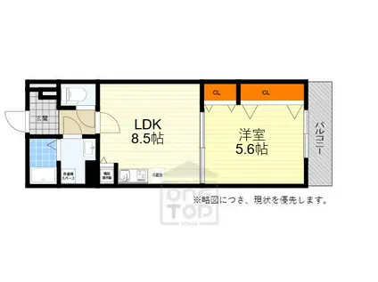 ACT江坂(1LDK/3階)の間取り写真