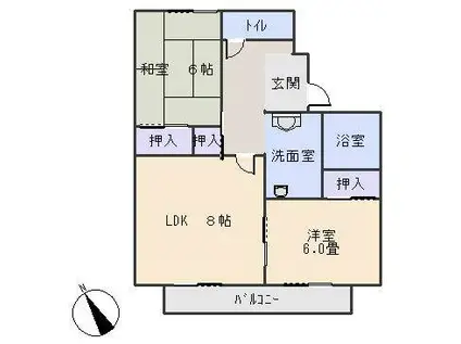 セジュール宇頭 B(2LDK/2階)の間取り写真