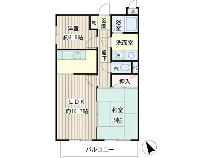 ペイサージュ(2LDK/1階)の間取り写真