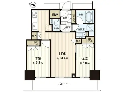 グランクロスタワー広島(2LDK/20階)の間取り写真