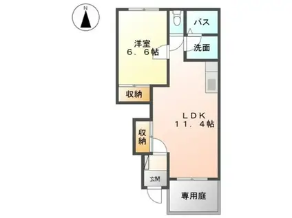 リバービュー(1LDK/1階)の間取り写真