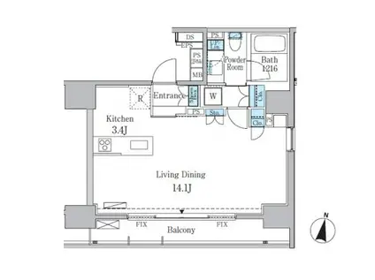 グランディオール広尾テラス旧ベルファース広尾テラス(ワンルーム/11階)の間取り写真