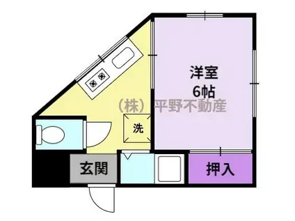 小頭アパート(1K/2階)の間取り写真