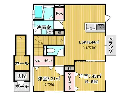グランツIII(2LDK/2階)の間取り写真
