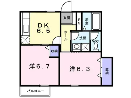 ベルメゾンB(2DK/1階)の間取り写真