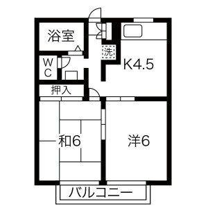 ヴィラクレストA(2DK/2階)の間取り写真