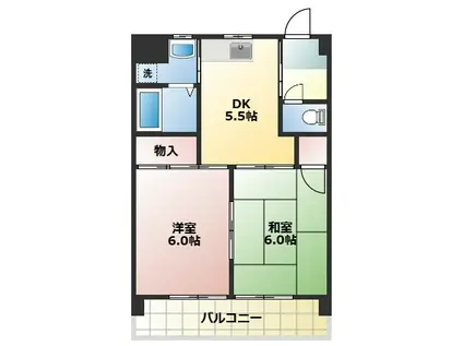 オクトII(2DK/1階)の間取り写真