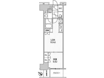 WORVE横浜伊勢佐木町(1LDK/8階)の間取り写真