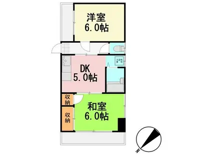 コンフォートイチハラ(2DK/5階)の間取り写真