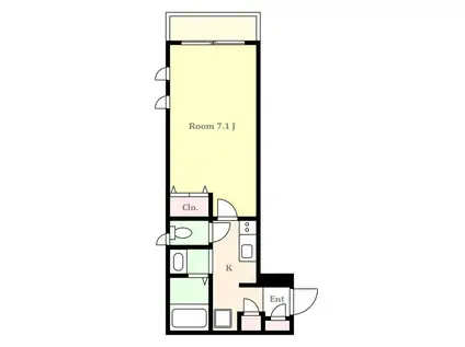 プレド自由が丘(1K/1階)の間取り写真