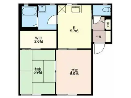 ロイヤルタウン(2K/1階)の間取り写真