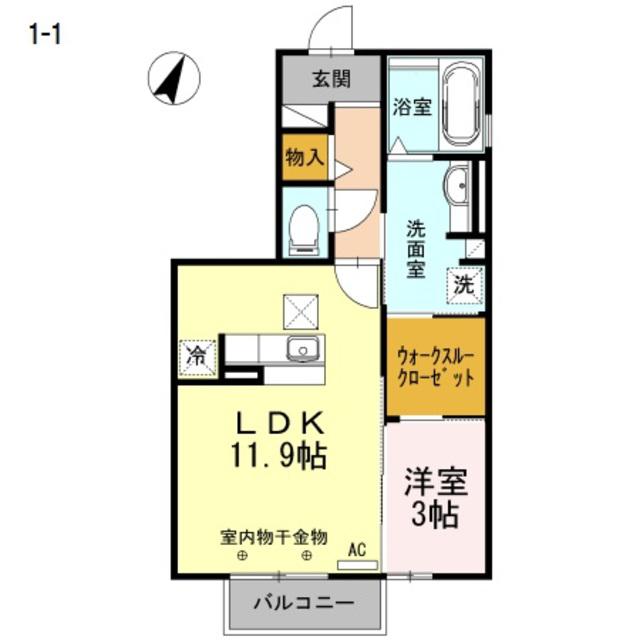 ソラーナミーア(1LDK/1階)の間取り写真