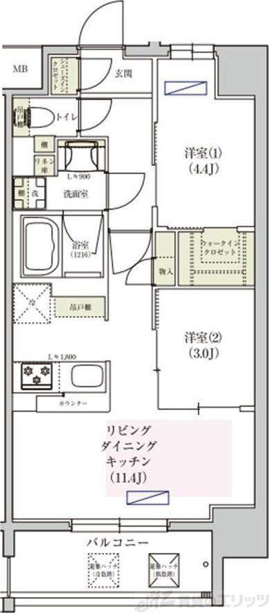 アーバネックス東梅田(2LDK/3階)の間取り写真