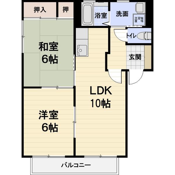 北秀荘(2LDK/1階)の間取り写真