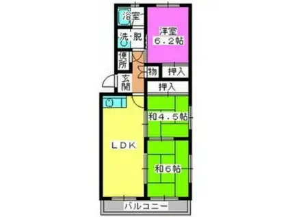 ロイヤルハウス天神2(3LDK/4階)の間取り写真