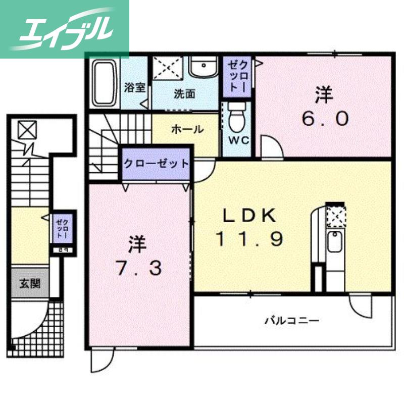 プリムラ ジュリアン(2LDK/2階)の間取り写真