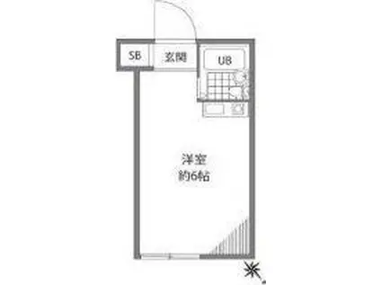 グリーンハイツ仙川(ワンルーム/2階)の間取り写真