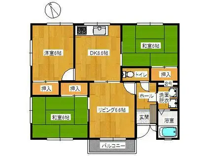 コーポあずま(4DK/1階)の間取り写真