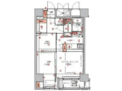 ハーモニーレジデンス東京イーストコア♯004(2LDK/7階)の間取り写真