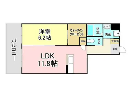 ウイングス八幡駅前(1LDK/3階)の間取り写真