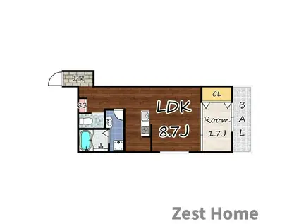 GAZELLE NOAH尼崎尾浜II(1LDK/2階)の間取り写真