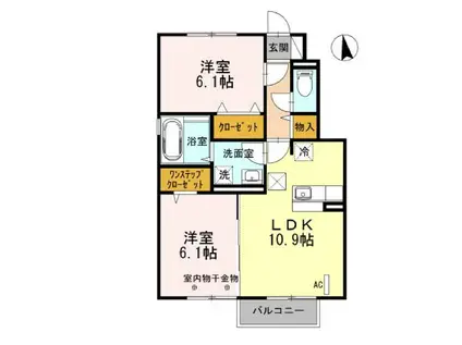 ラフォート・フジ(2LDK/1階)の間取り写真