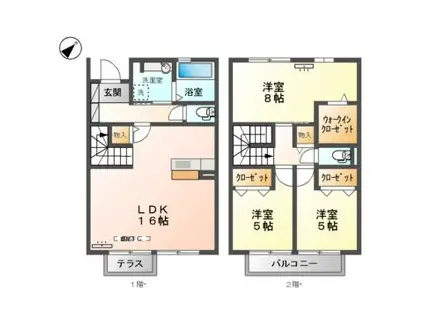 はぴねす一の坂川(3LDK/2階)の間取り写真