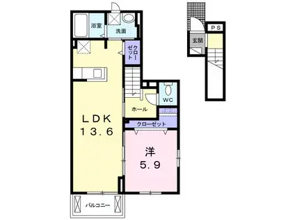 クリサンテームトキ(1LDK/2階)の間取り写真