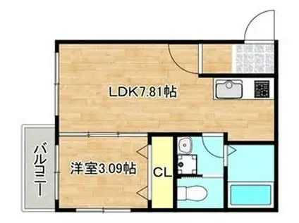 プリヴェ江坂(1LDK/3階)の間取り写真