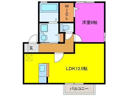 リビングタウンヴェルードD(1LDK/2階)の間取り写真