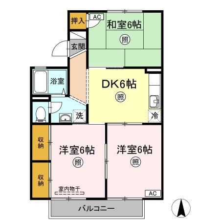 ジョイファミリー総社 B(3DK/2階)の間取り写真