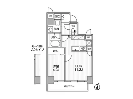 シーズンフラッツ門前仲町(1LDK/4階)の間取り写真