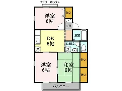 セジュール貴富禰II(3DK/2階)の間取り写真
