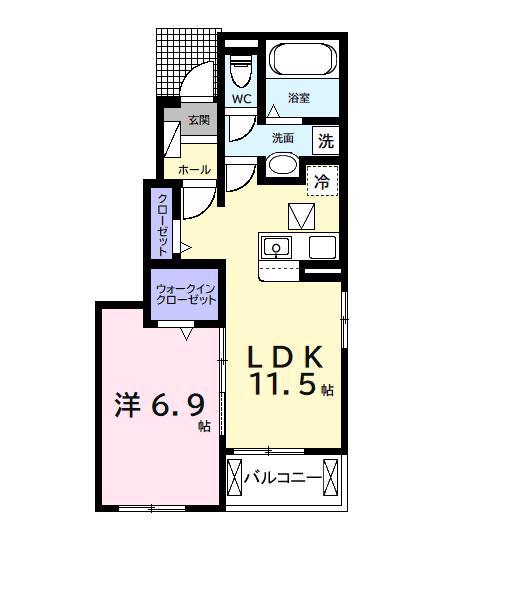 今津朝山アパートI(1LDK/1階)の間取り写真