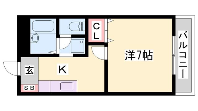 ハイツ緑苑(1K/1階)の間取り写真