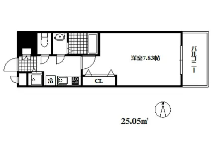 ラグゼ東灘(1K/4階)の間取り写真