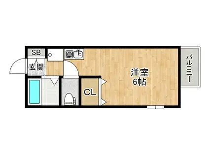 メルベーユ箕面(1K/1階)の間取り写真