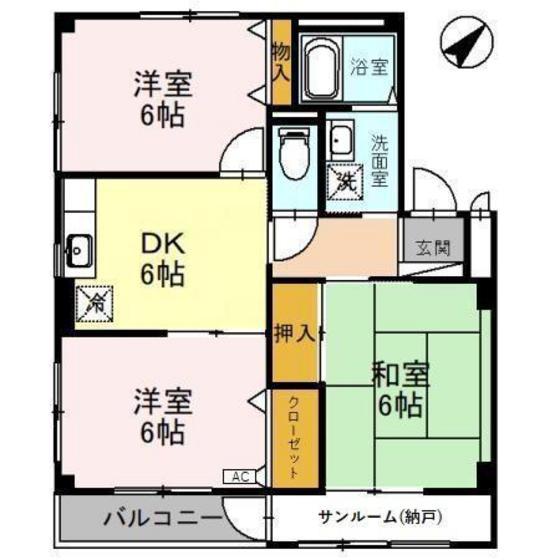 アネックス(3DK/3階)の間取り写真