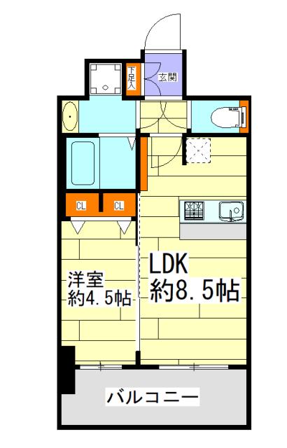 プレサンス新大阪ザシティ(1LDK/12階)の間取り写真