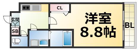 ファーストレジデンス玉造(1K/7階)の間取り写真