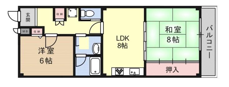 グリーンフォレスト2(2DK/2階)の間取り写真